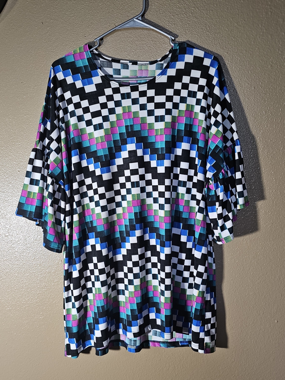 Women's Multicolor Geometric Checkered Blouse